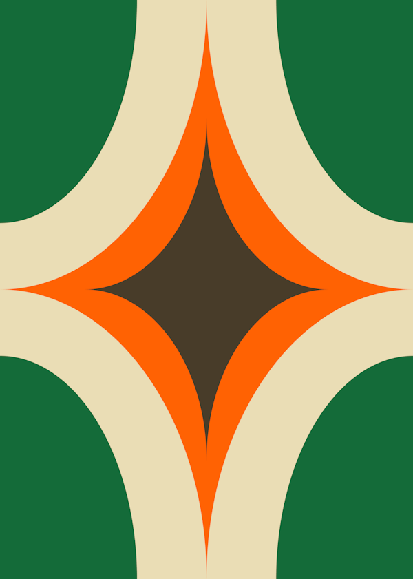 Groovy Starburst Green Orange - Mid Century