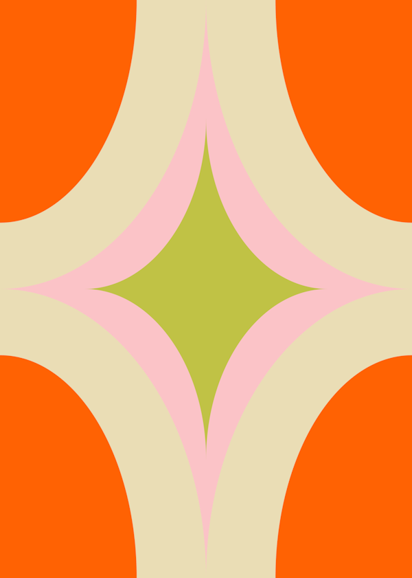 Groovy Starburst Orange Beige - Mid Century