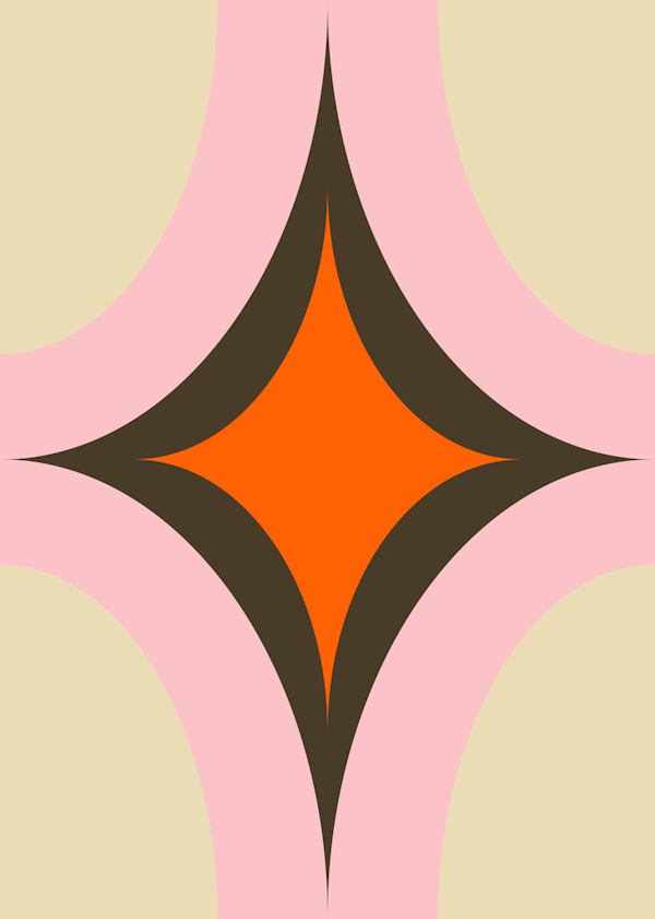 Groovy Starburst Beige Pink - Mid Century
