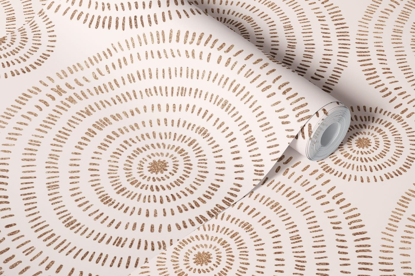 Golden Tribal Circular Ornament Rose Gold wallpaper roll