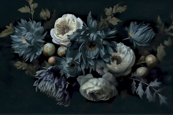 Blue Ivory Baroque Large Flower Bouquet