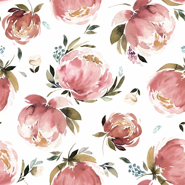 Artistic peony floral Pink Medium