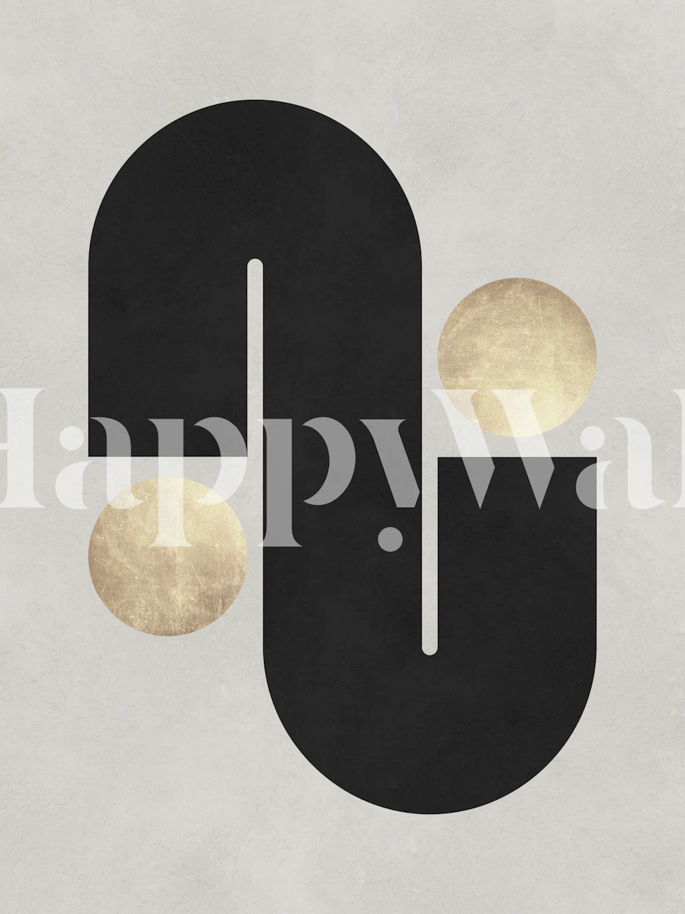 Black and gold shapes behang weergegeven in een kamer