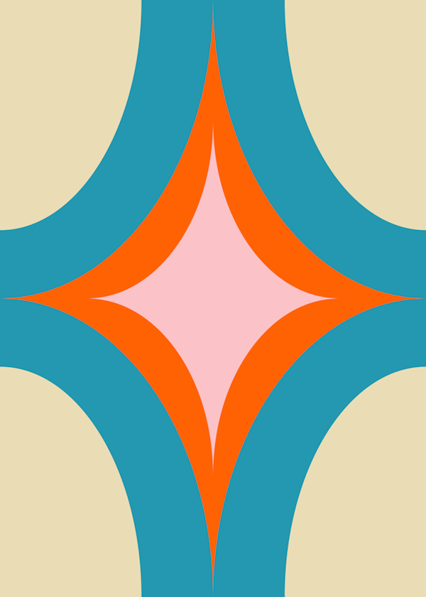 Groovy Starburst Blue Beige - Mid Century