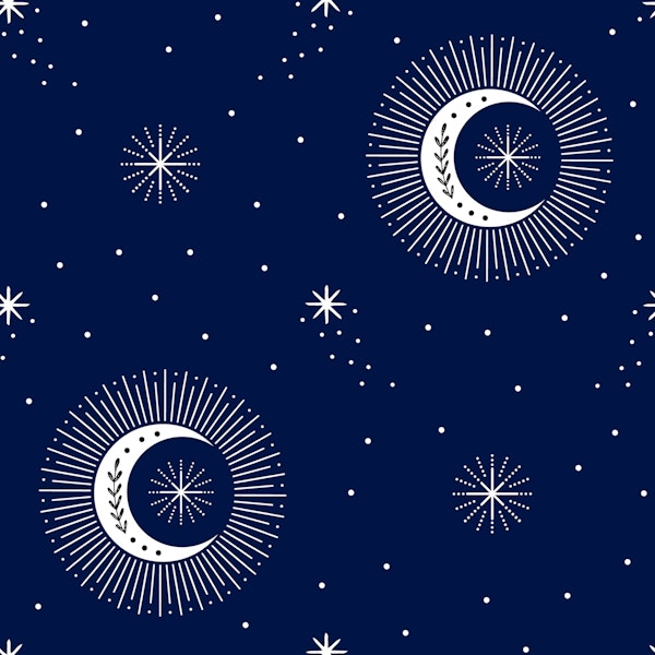 Moon and stars - nocturnal sky