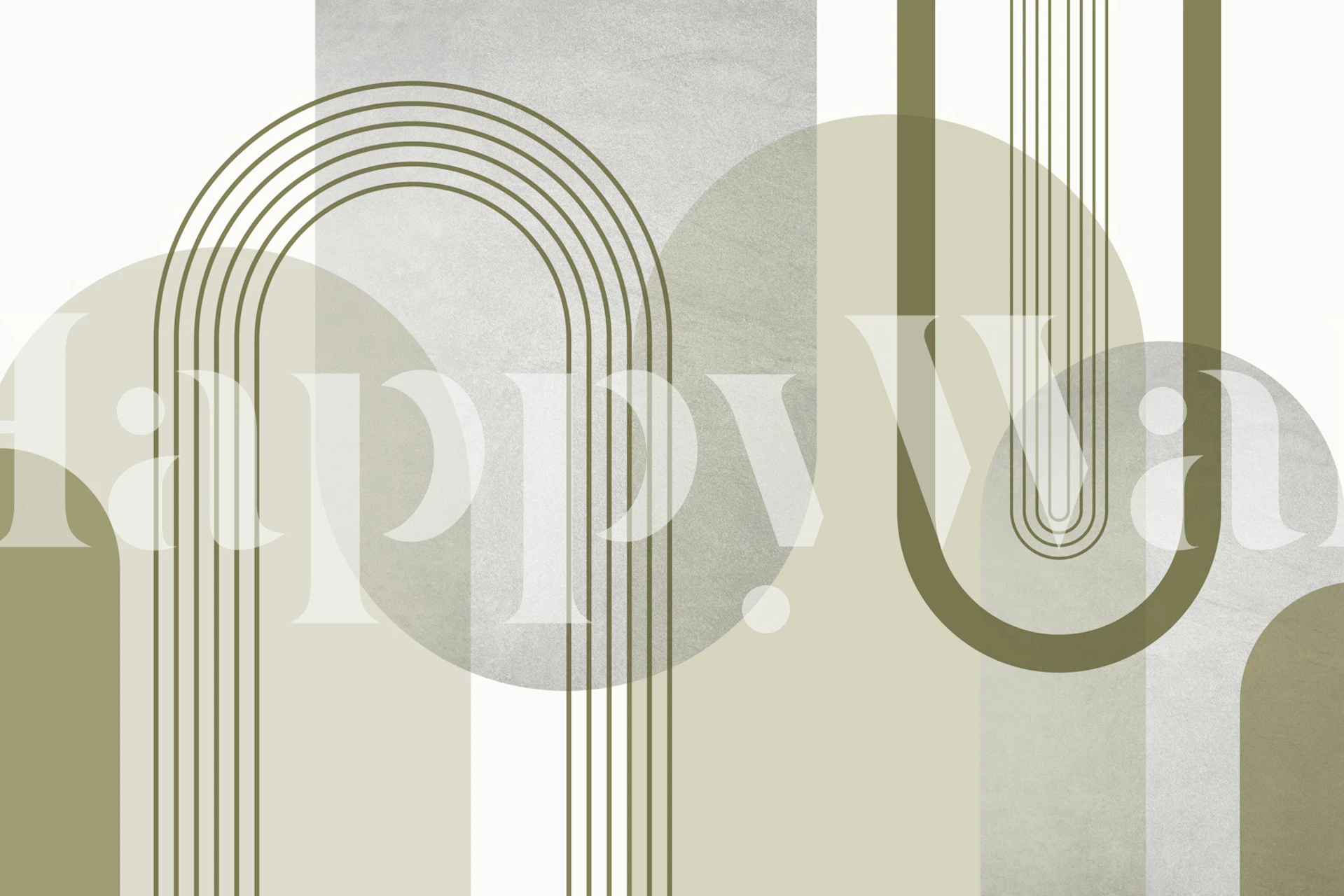 Sage Green Mid Century Arches wallpaper in a room