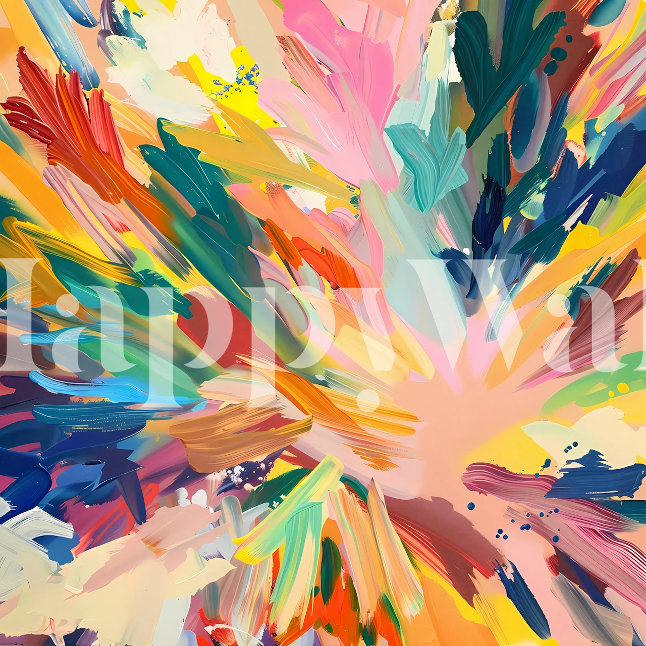 Colorful abstract brushstrokes in various hues wallpaper