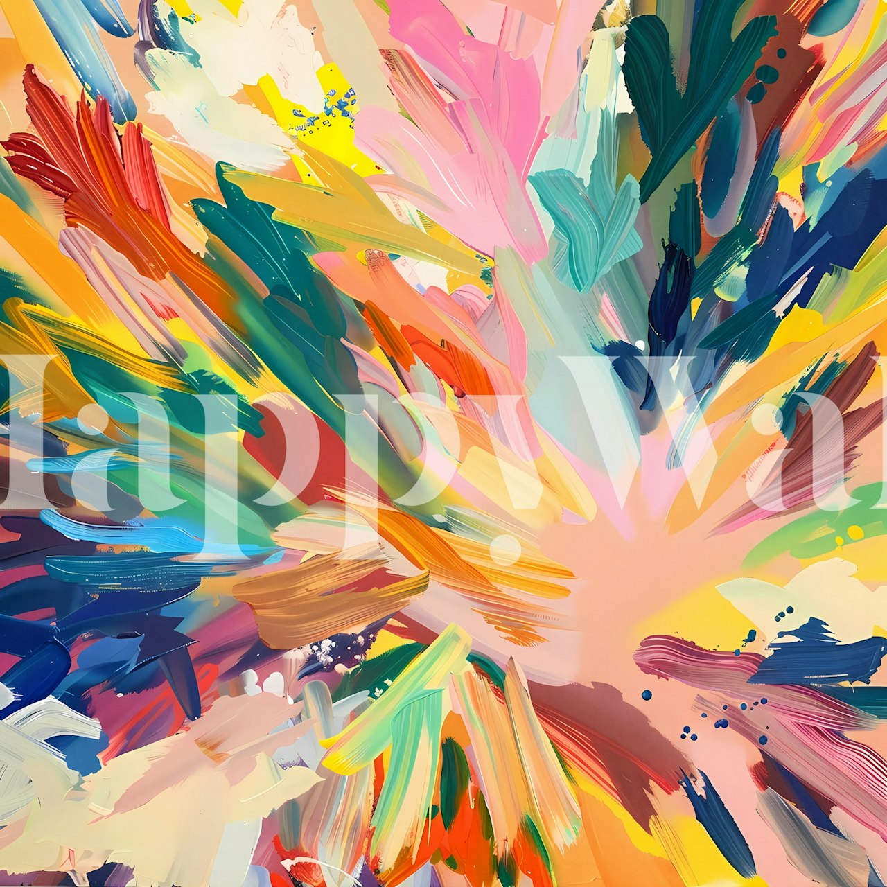 Colorful abstract brushstrokes in various hues wallpaper