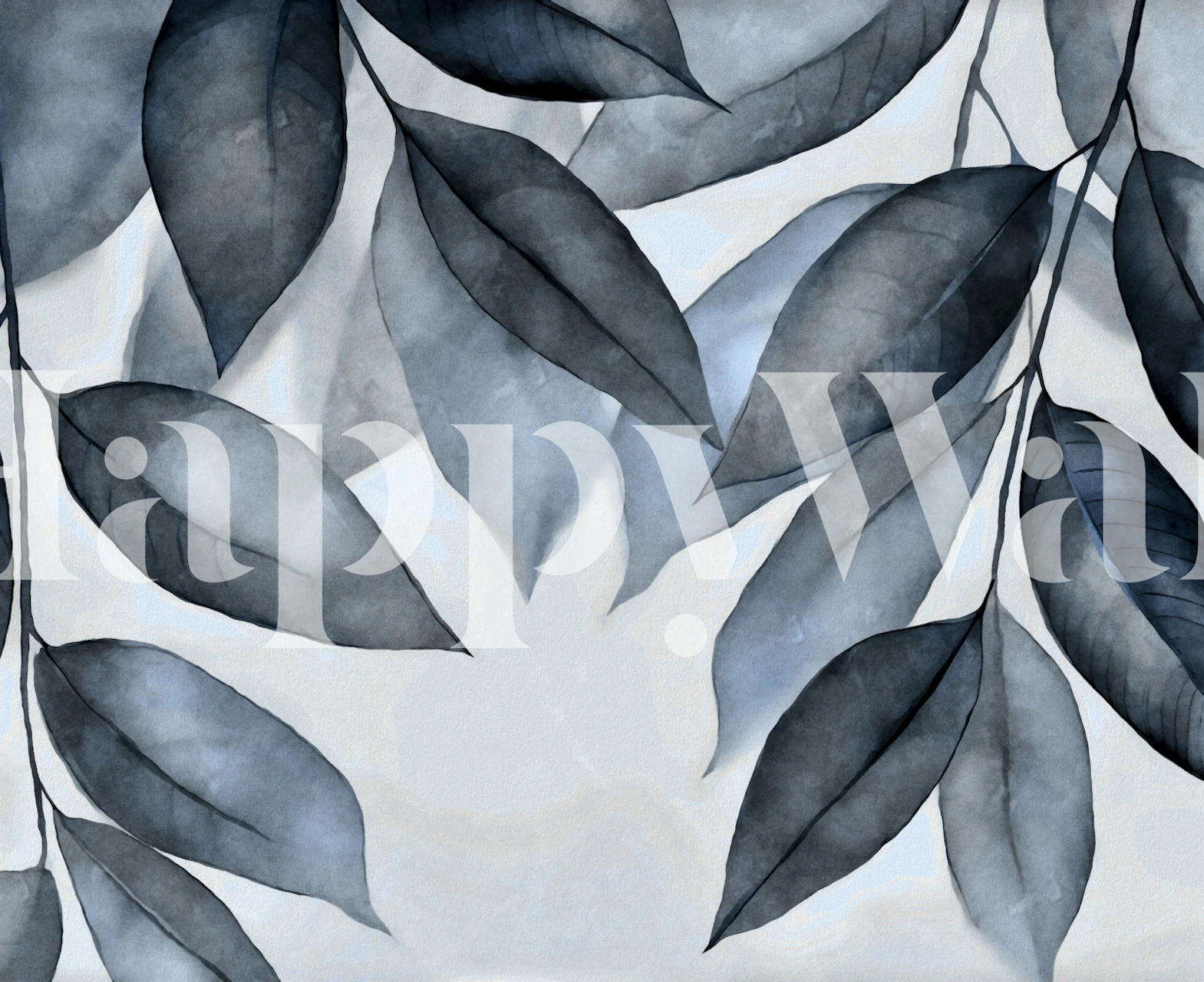 Gentle Leaves Relaxing Midnight Blue wandontwerp