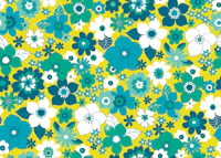 Sunshine Garden - teal, turquoise on yellow wallpaper