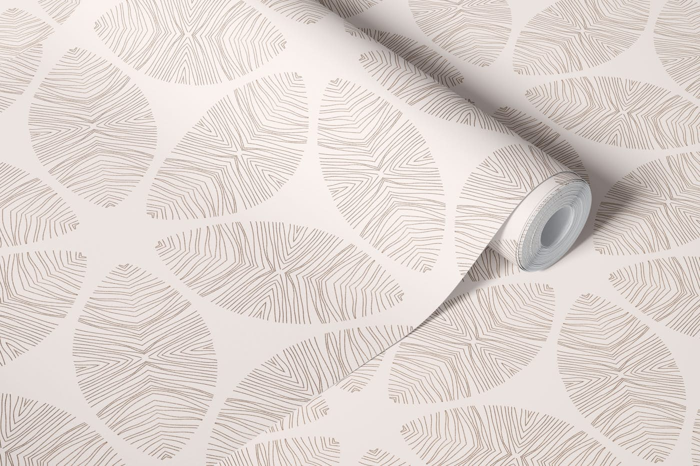 Delicate Floral Line Art Rose Gold wallpaper roll