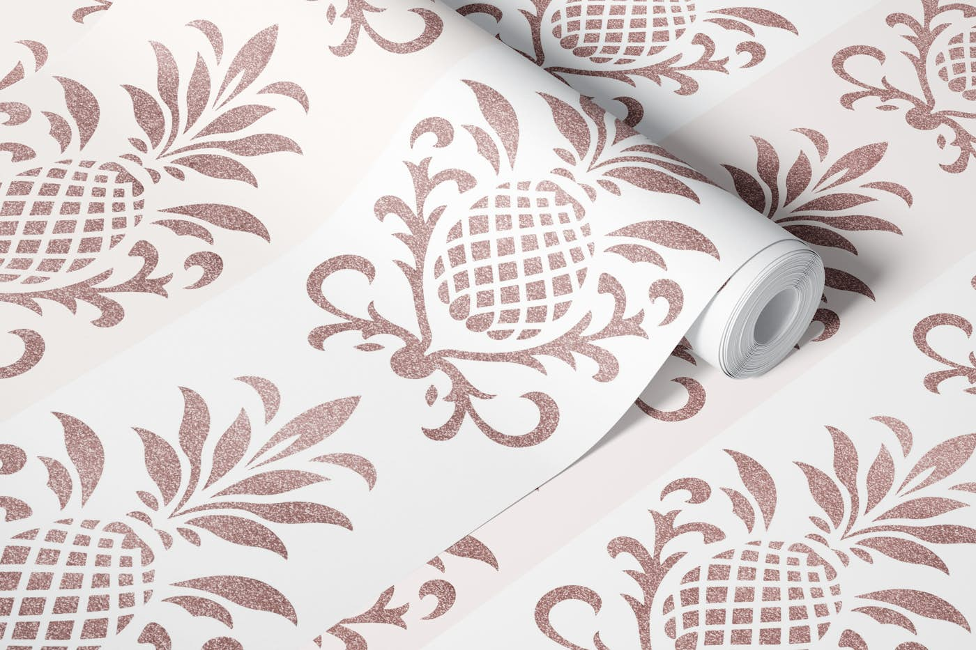 Elegant Pineapple Stripes Rose Gold wallpaper roll