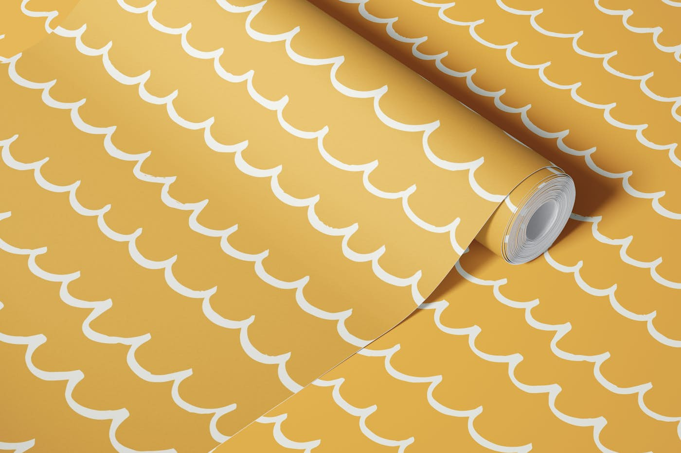 Waves Yellow wallpaper roll