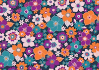 Sunshine garden - Orange, purple, turquoise behang