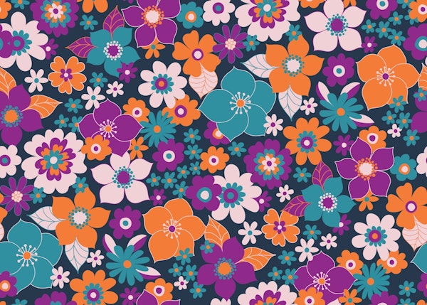Sunshine garden - Orange, purple, turquoise