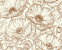 Cinnamon and Cream Poppy Floral papiers peint