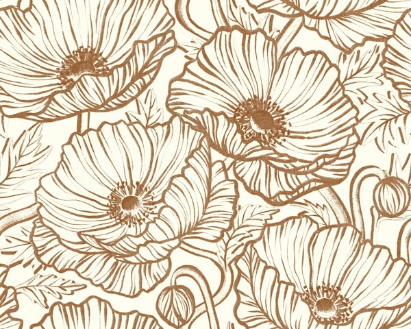 Cinnamon and Cream Poppy Floral