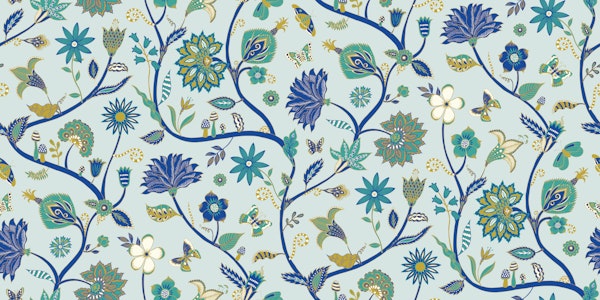 Fantasy Indian Floral - Emerald and sky