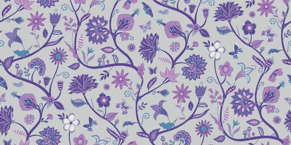 Fantasy Indian Floral - Violet, blue, Silver
