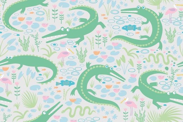 American Alligators and Spoonbills - Grey