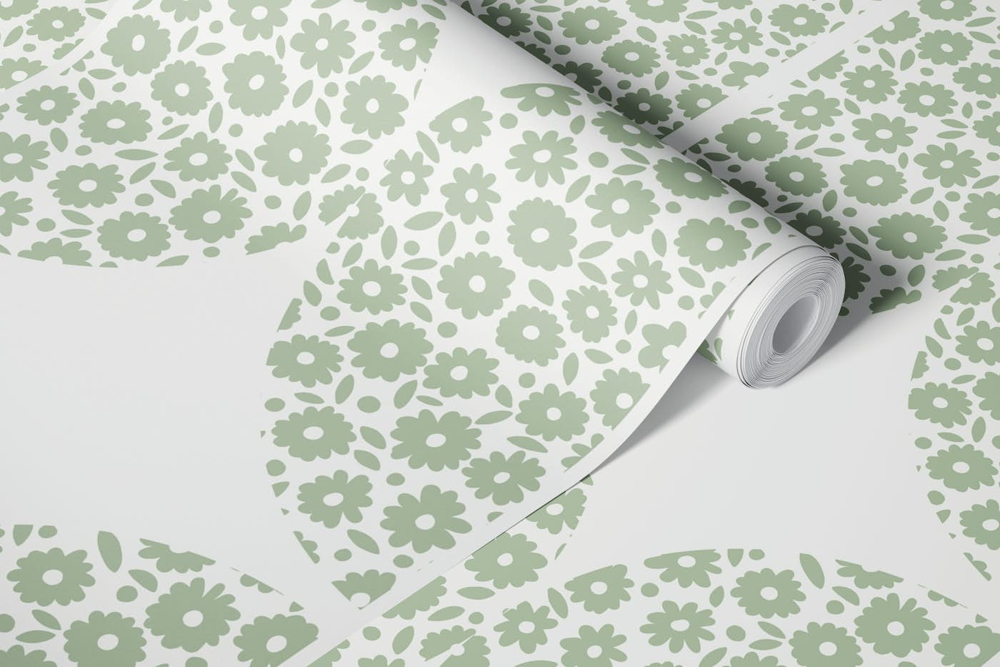 Daisy Geo - Sage Green Circles 1 wallpaper roll