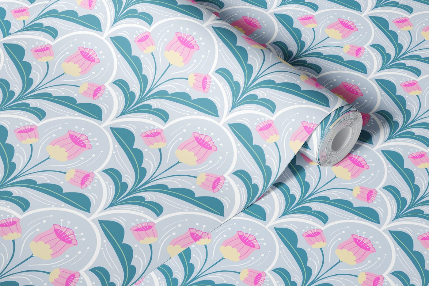 Retro florals wallpaper roll