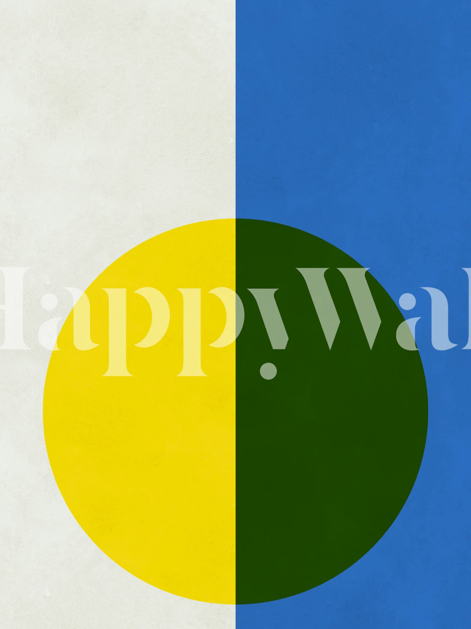 Geometric blue and yellow wallpaper design with circle and divided sections