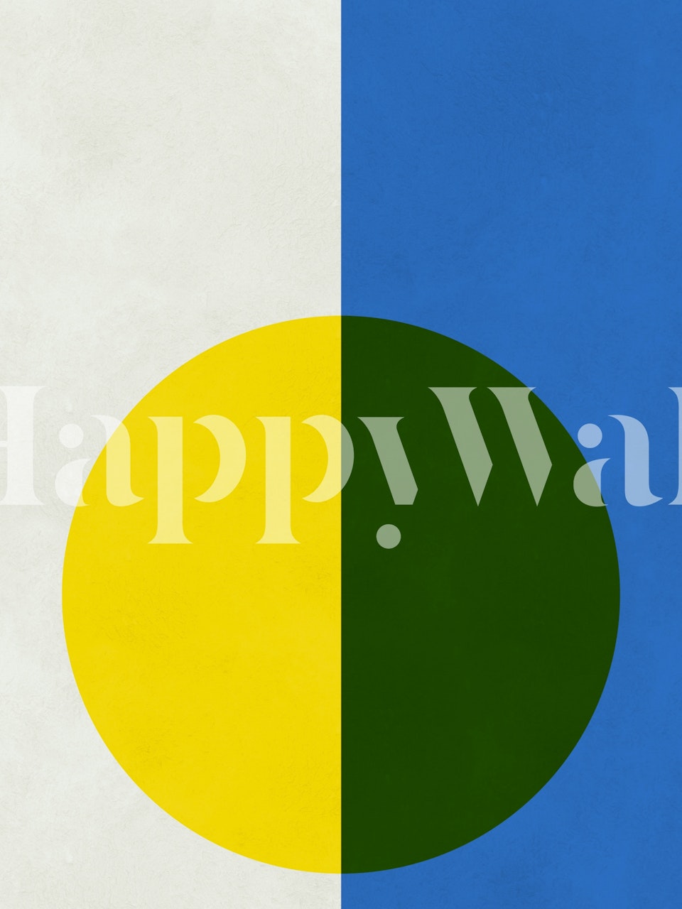 Geometric blue and yellow wallpaper design with circle and divided sections