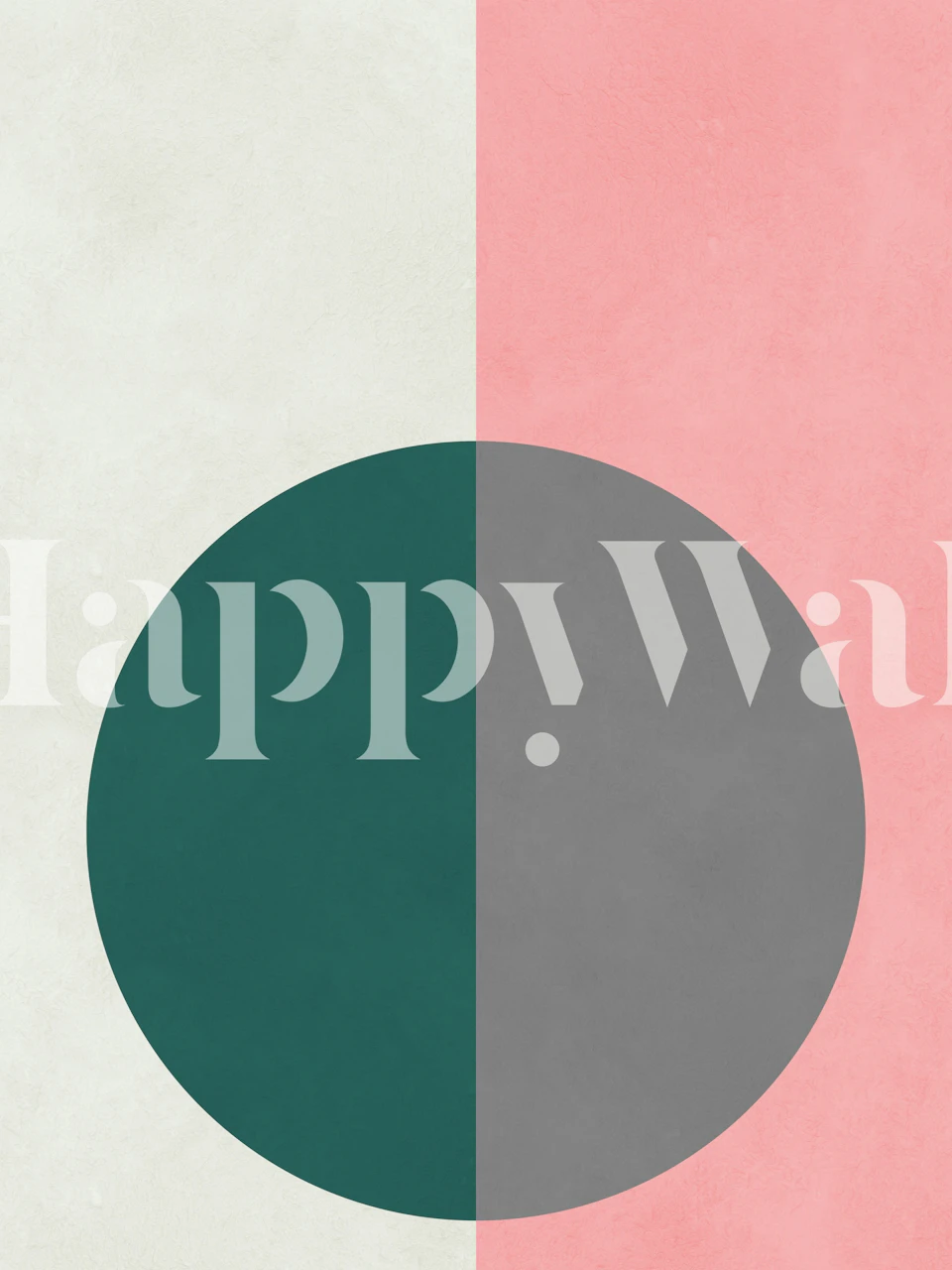 Contemporary and Modern 13 wall mural with geometric circle design in emerald green, grey, pink, and white