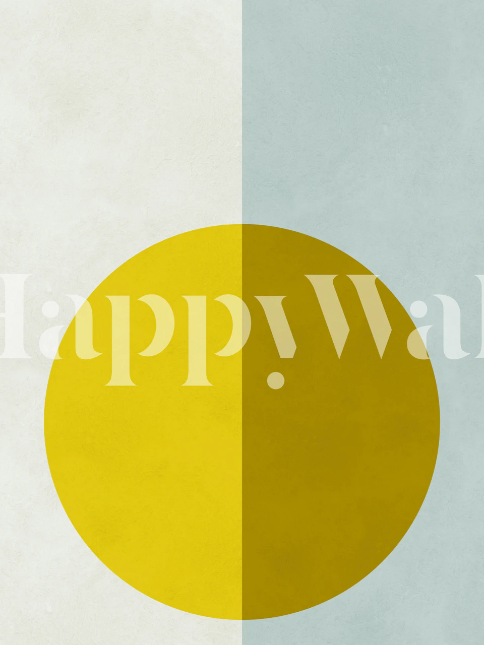 Yellow circle on blue and white background wallpaper