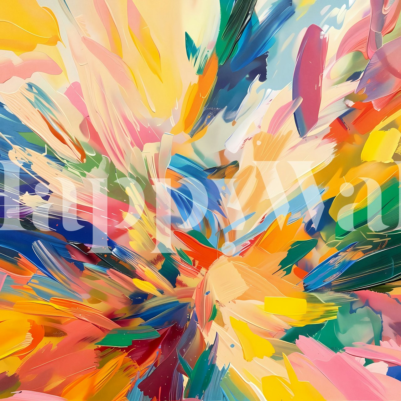 Papel de parede Colorful brushstrokes em um quarto