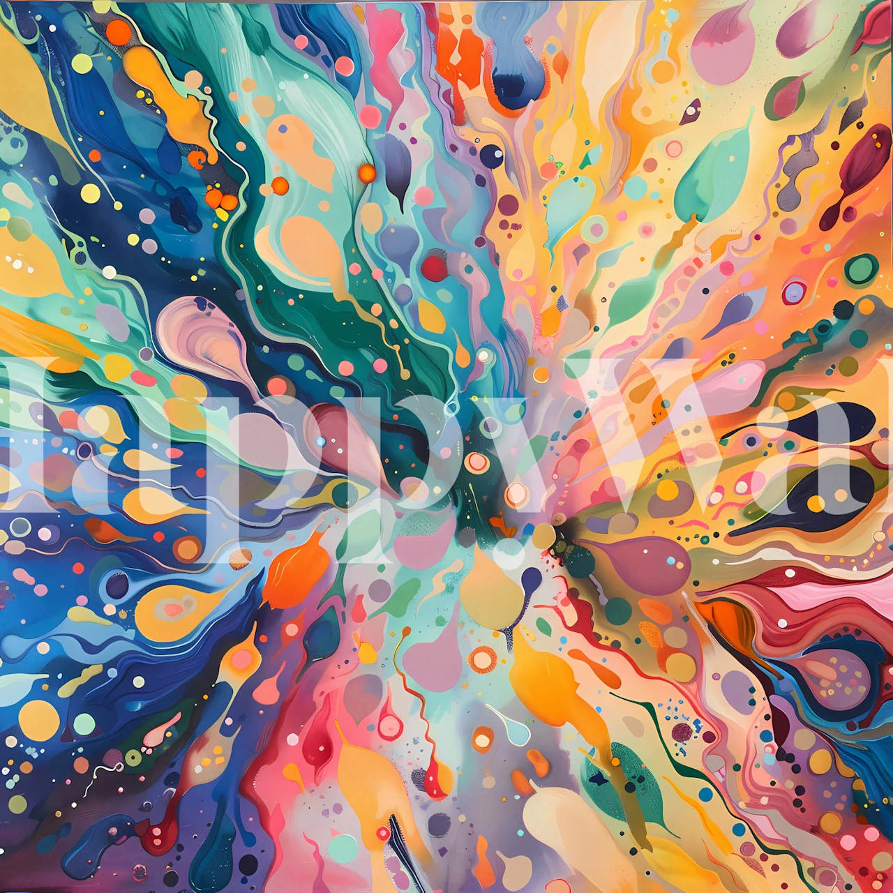 Colorful abstract swirl with bright hues and patterns wallpaper