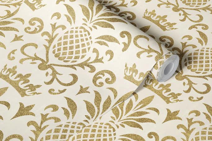 Royal Pineapple Elegance Goldwallpaper roll