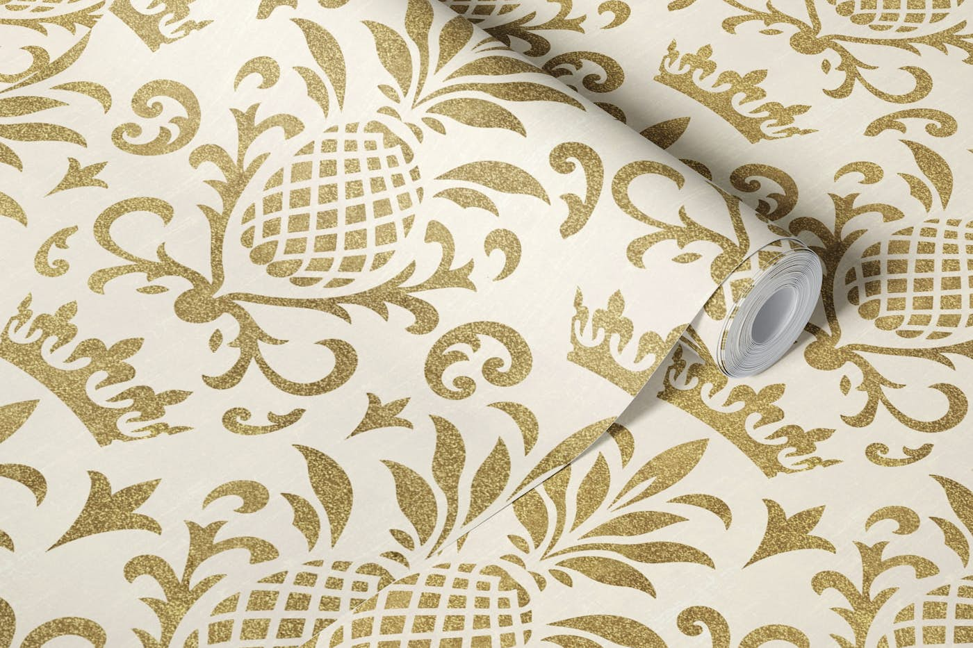 Royal Pineapple Elegance Gold wallpaper roll