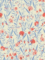 Sweet Pea Flowers Offwhite Blue tapeta