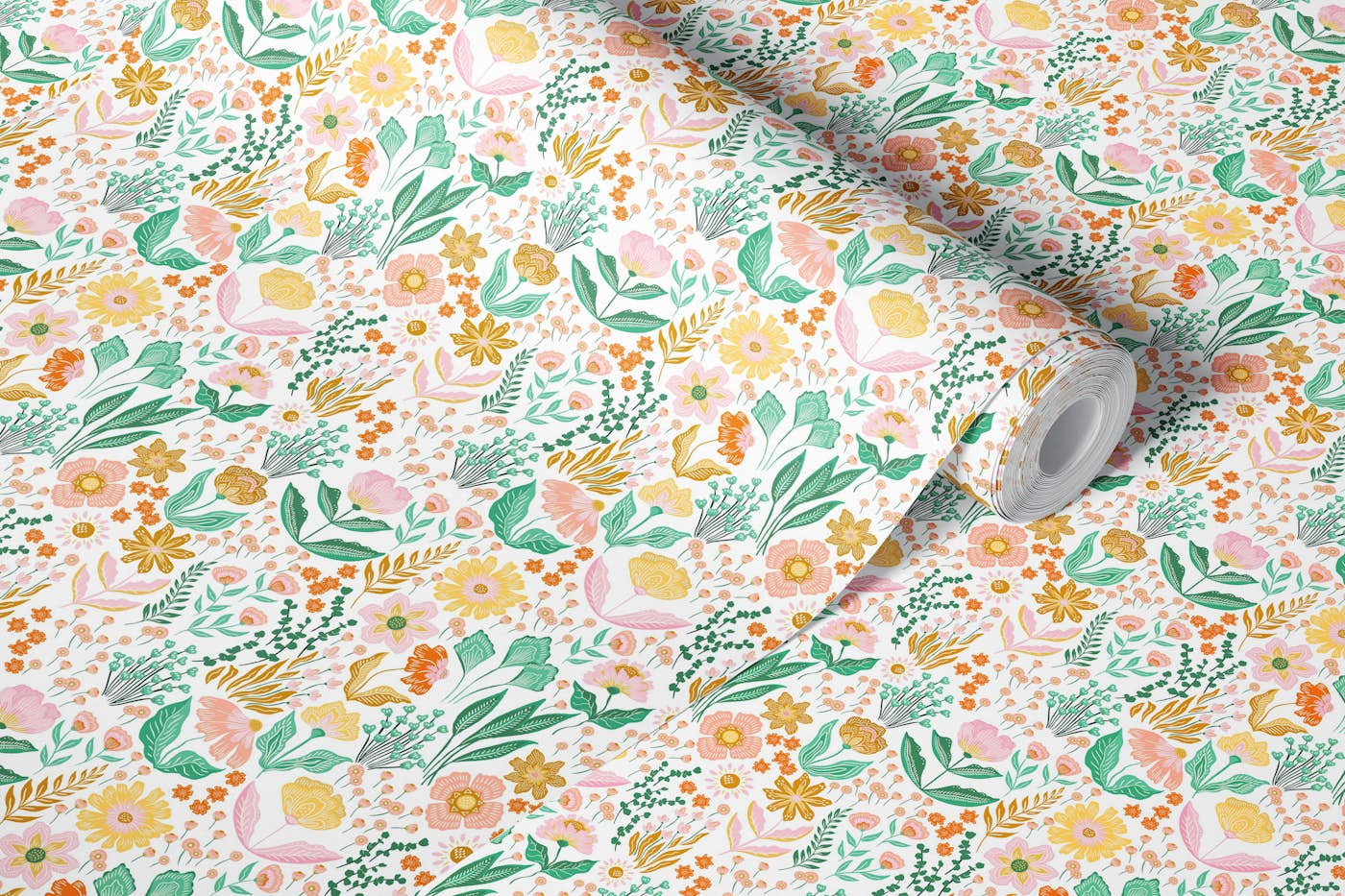 Vivid Wanderer - Dancing florals - Bright wallpaper roll