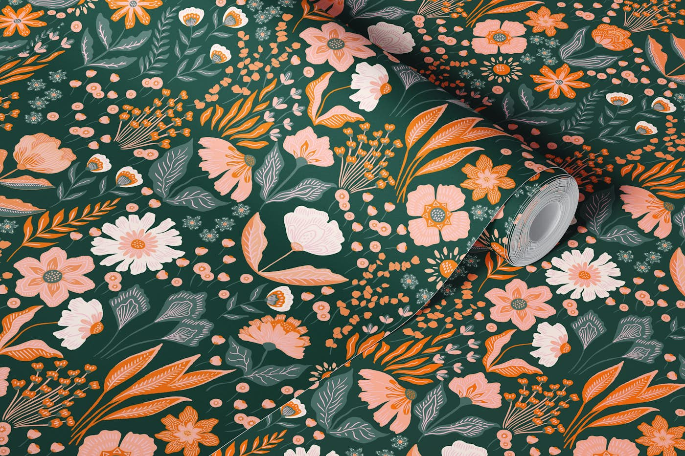 Vivid Wanderer - Dancing Florals - Earthy wallpaper roll