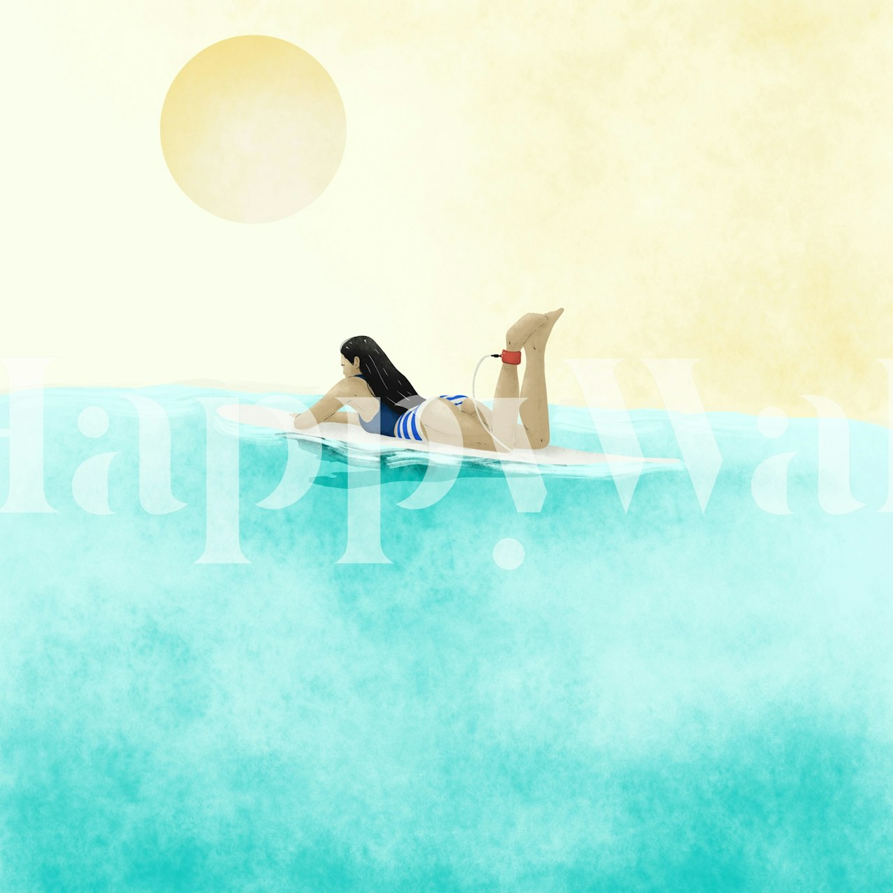 Papel pintado de playa de una persona en una tabla de surf