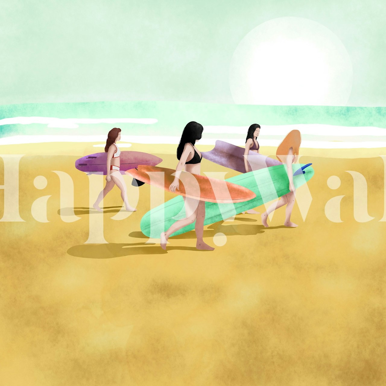 Surfer beach sun tapet i et rum