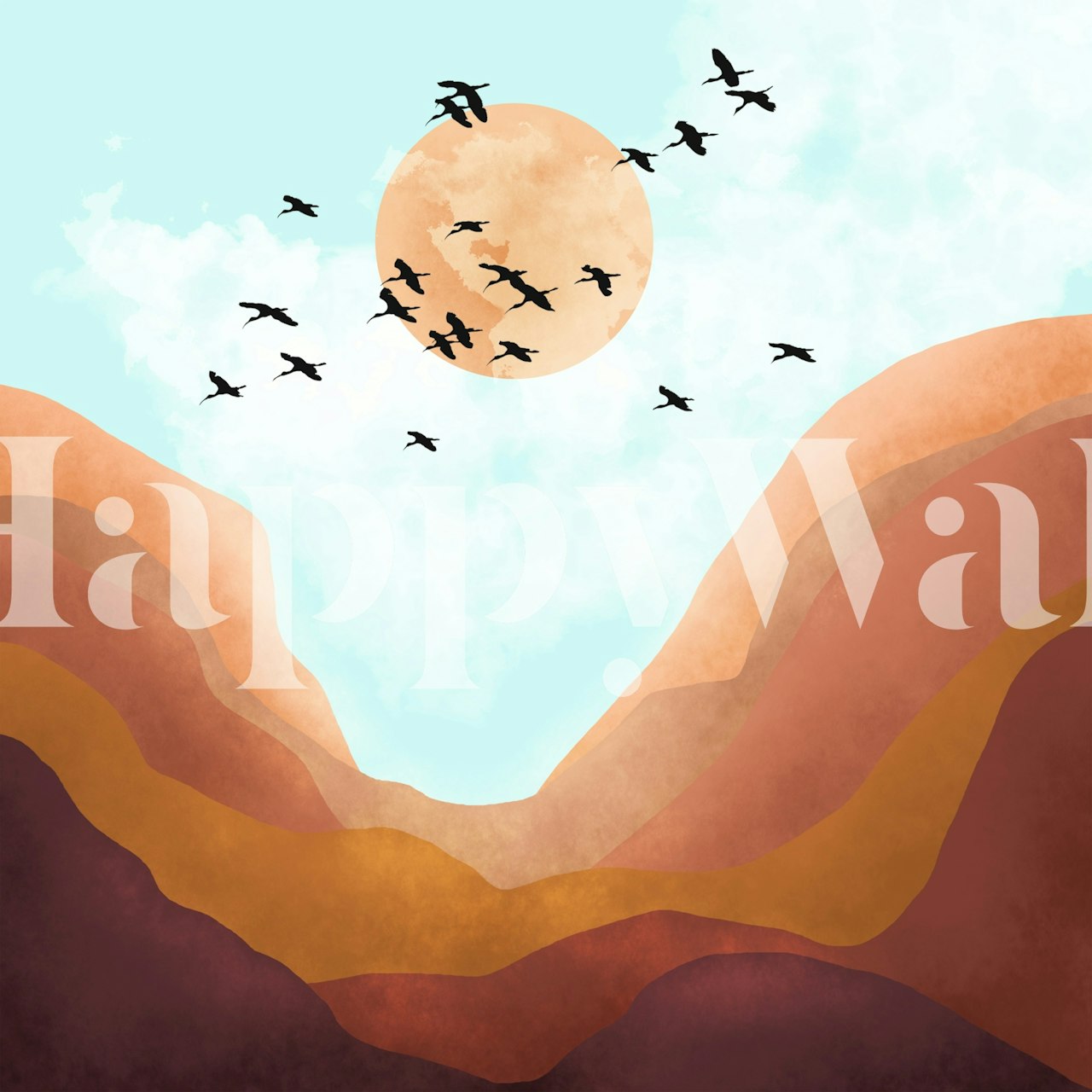 Simple nature mountains tapet i en romsetting