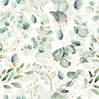 Eucalyptus leaves gold glitter touch behang