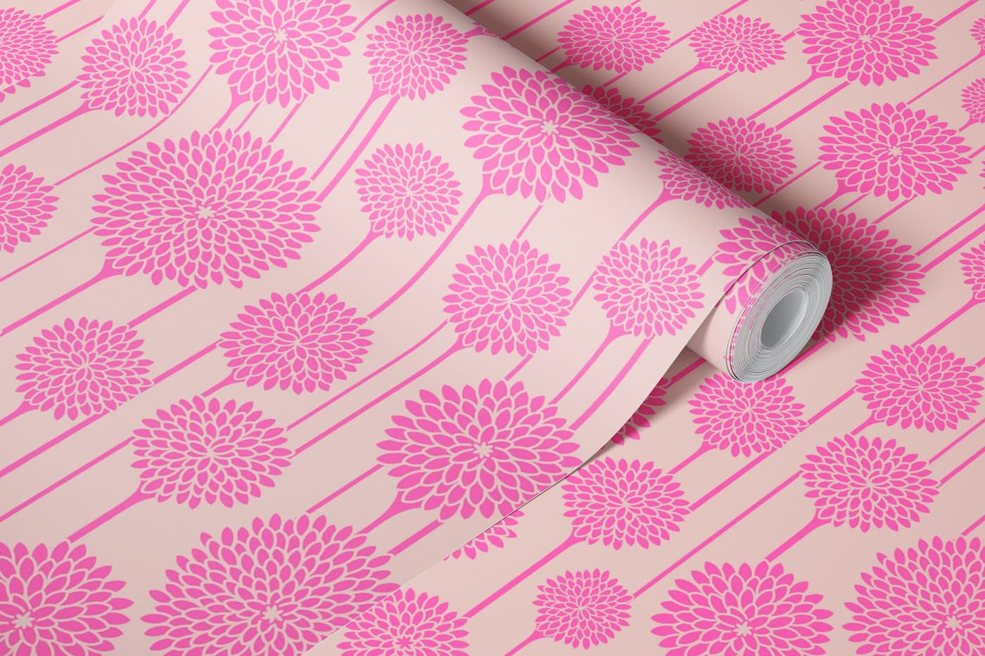 GARDEN BEAUTIES Mod Scandi Floral Pink Blush wallpaper roll