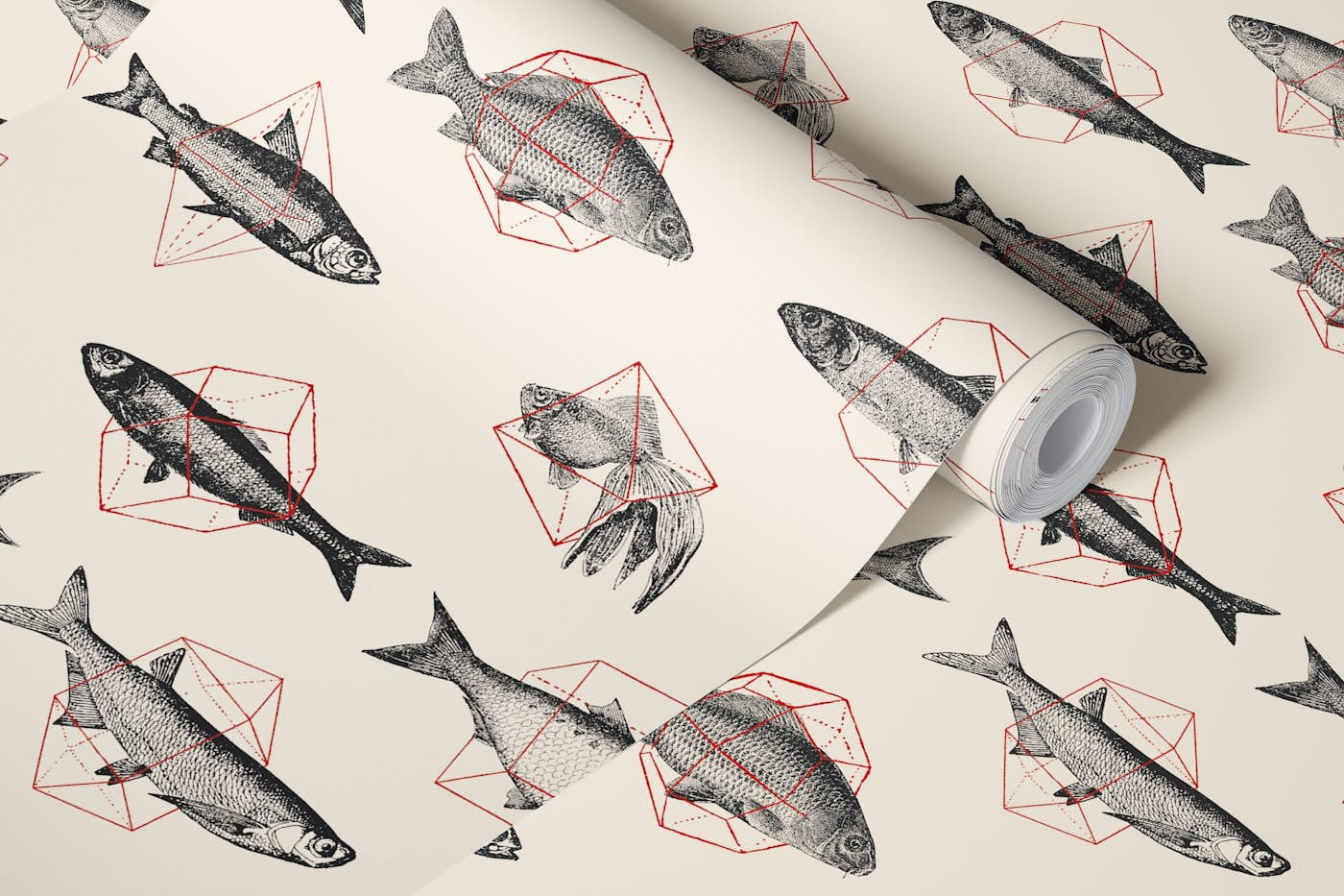 Fishes in Geometrics wallpaper roll