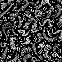 Music Notes 3 black and white behang