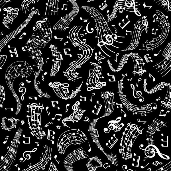 Music Notes 3 black and white