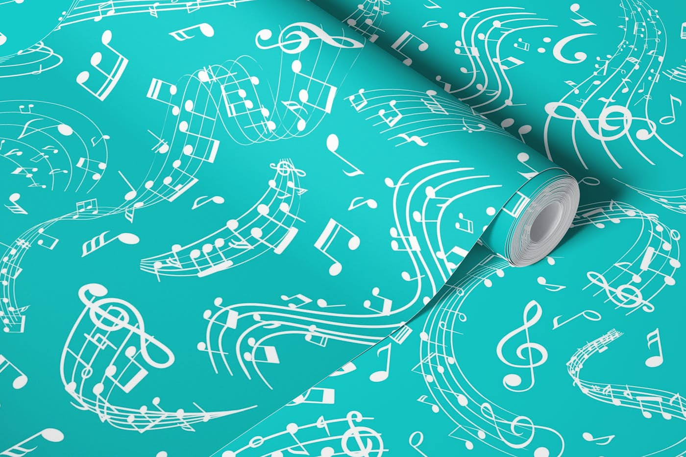 Music Notes 4 robin egg blue wallpaper roll