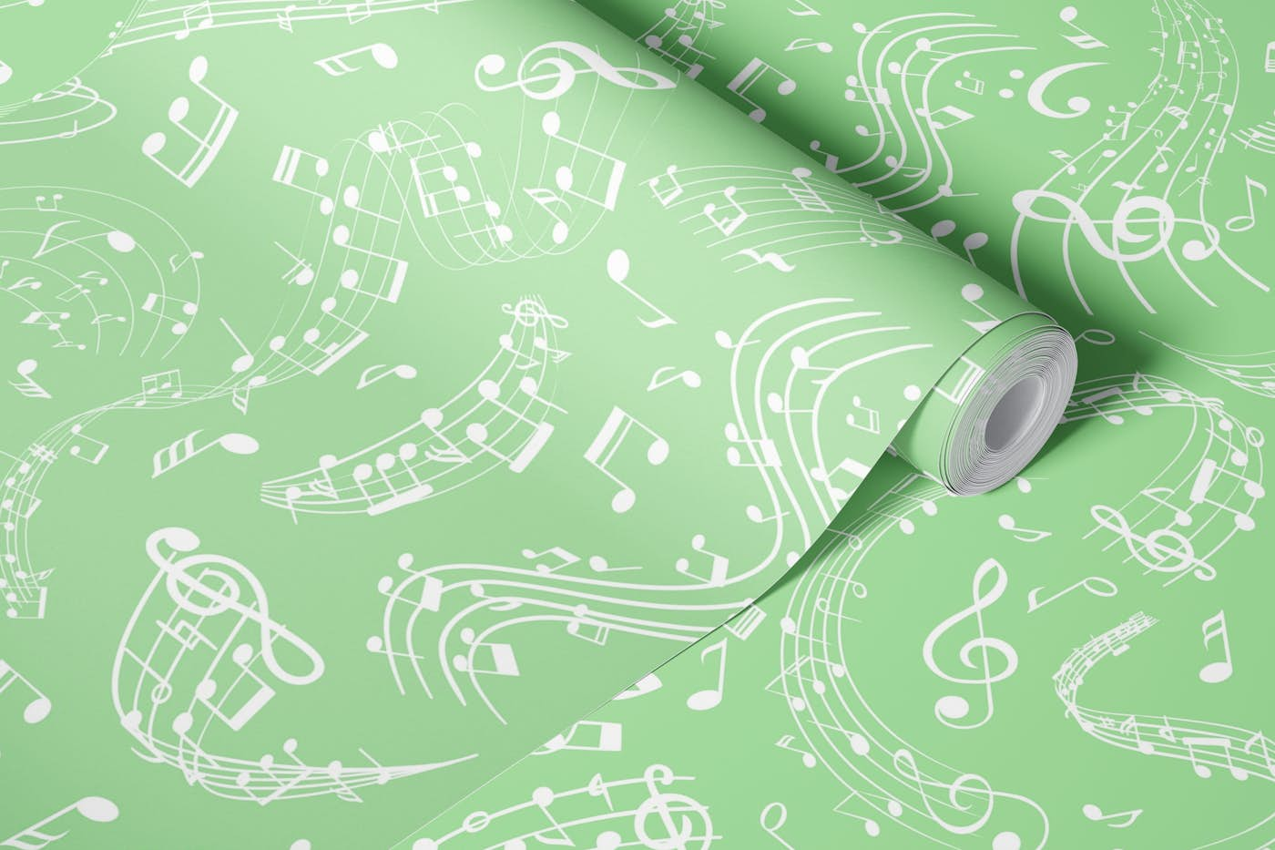 Music Notes 6 Granny Smith Apple Green wallpaper roll