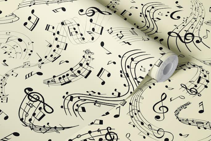 Music Notes 9 creamwallpaper roll
