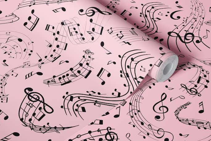 Music Notes 9 Bubble Gum Pinkwallpaper roll