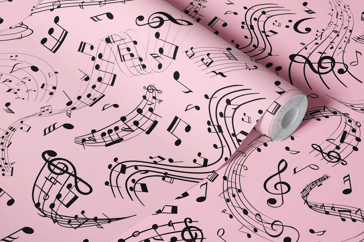 Music Notes 9 Bubble Gum Pink wallpaper roll